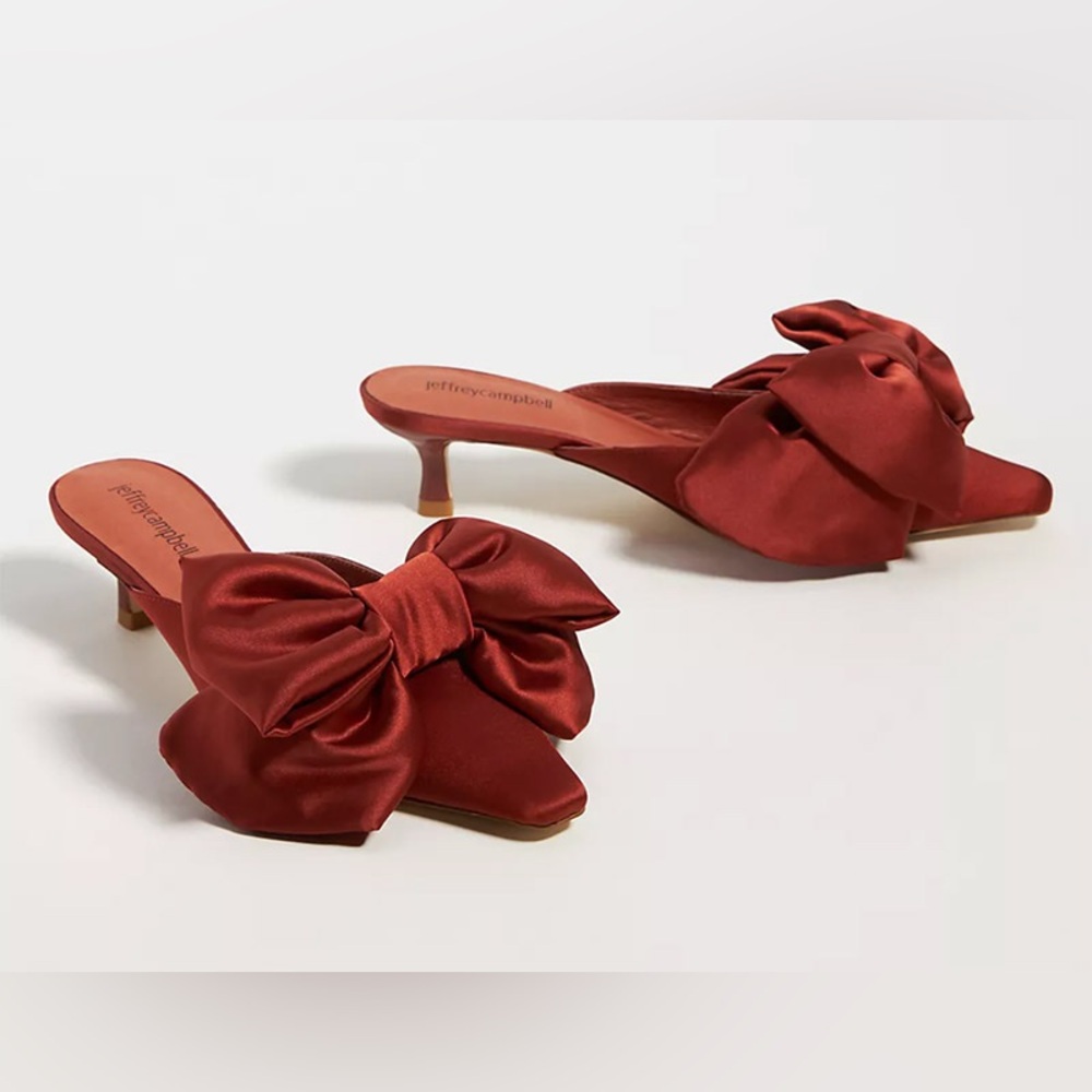 Jeffrey Campbell Women's Ruban Rust Satin Bow Mules
